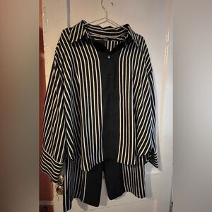 wide leg pants and nightgown set HM color  white and Navy Blue